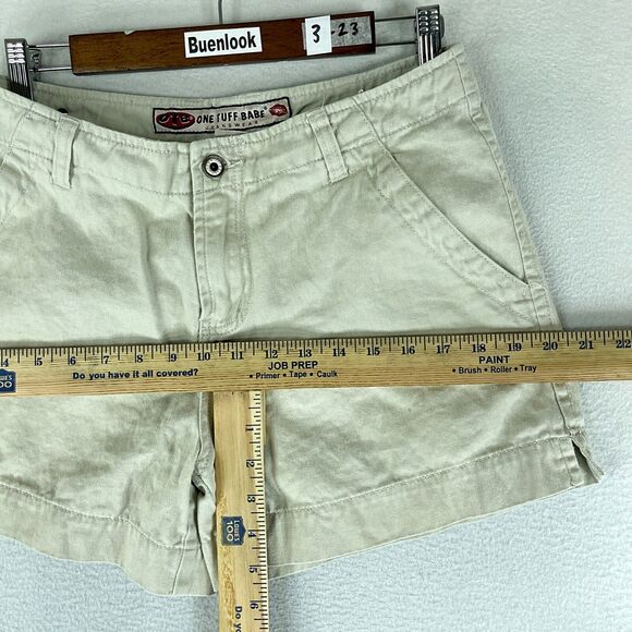 One Tuff Babe OTB Womens Shorts Beige Tag Size 11/12 (30) Mid Rise Canvas - Picture 6 of 11